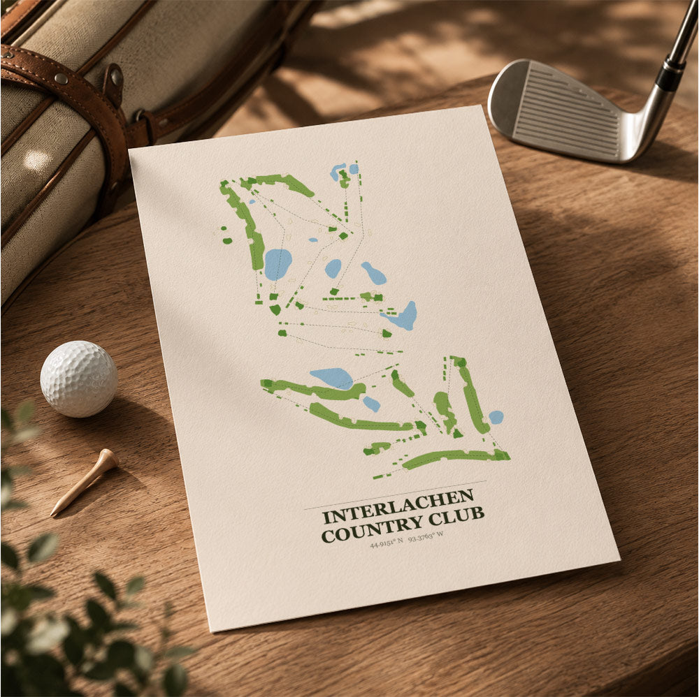Interlachen Country Club Golf Course Map Print Poster | Minnesota USA Golf Wall Art