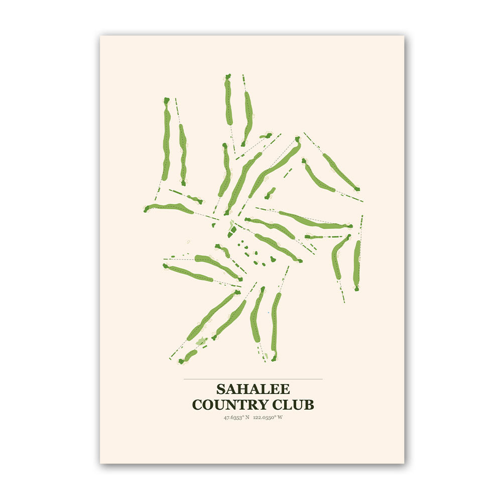 Sahalee Country Club golf course map print poster, Washington USA golf wall art