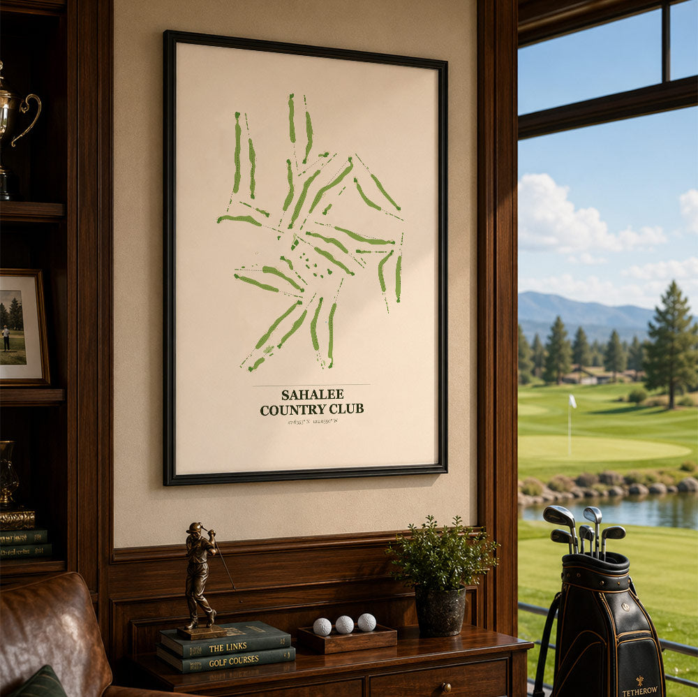 Sahalee Country Club Golf Course Map Print Poster | Washington USA Golf Wall Art