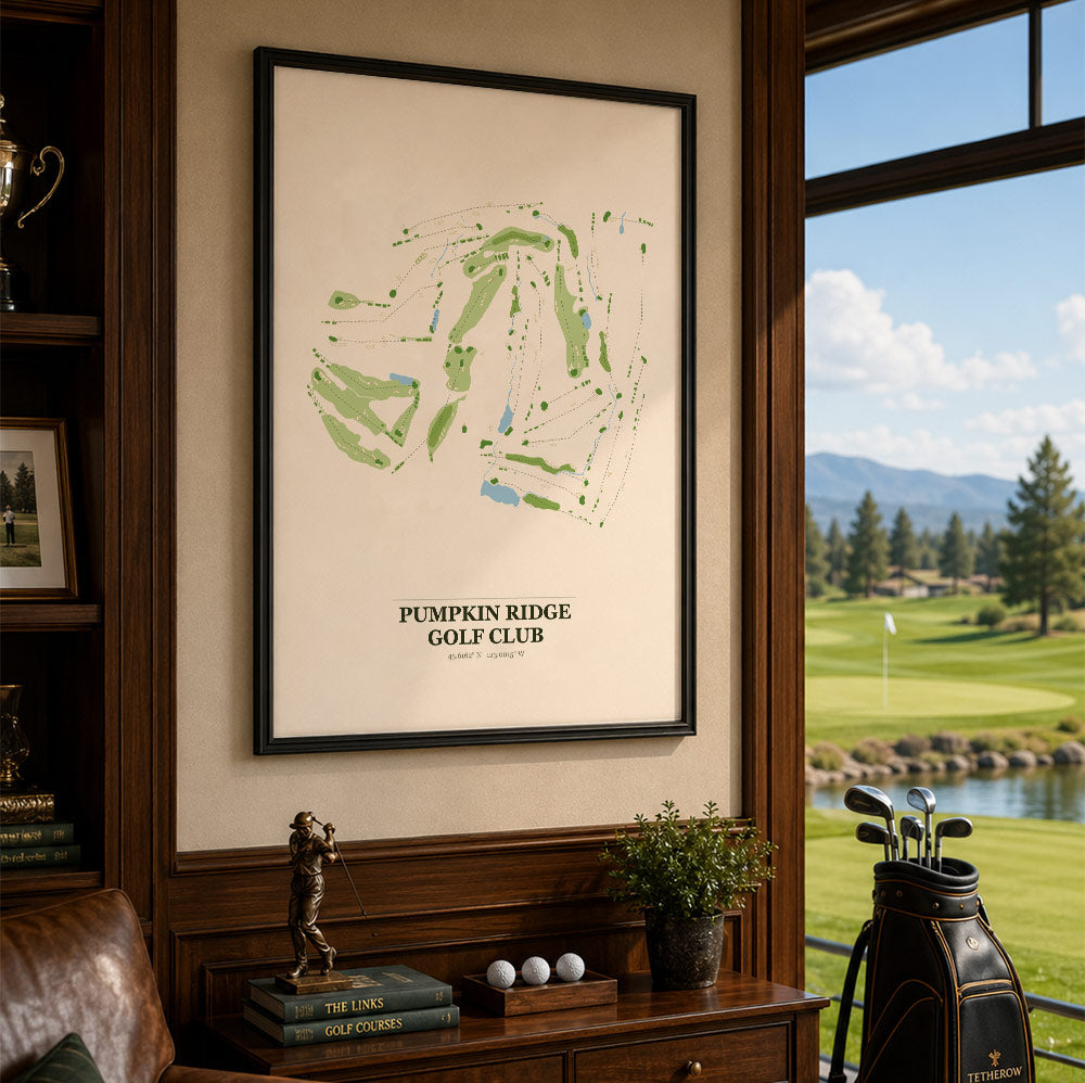 Pumpkin Ridge Golf Course Map Print Poster | Oregon USA Golf Wall Art