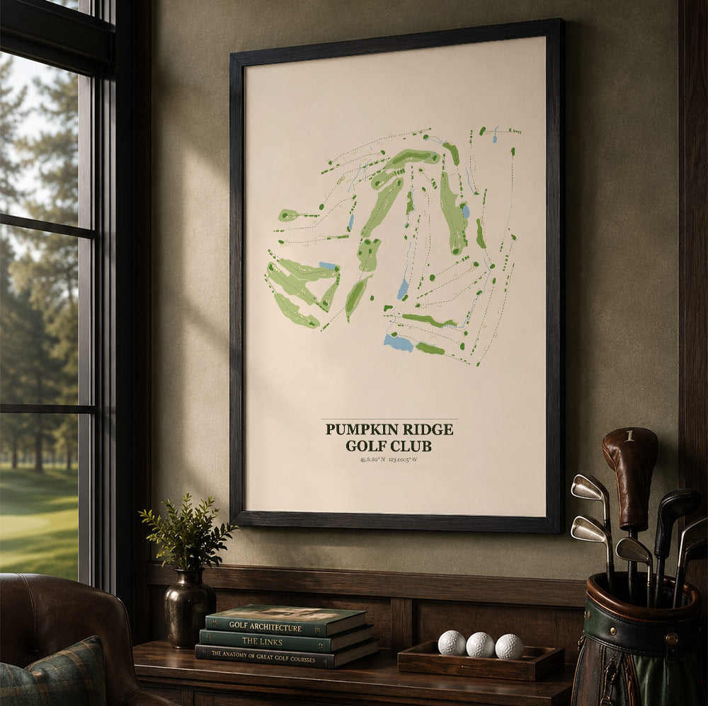 Pumpkin Ridge Golf Course Map Print Poster | Oregon USA Golf Wall Art