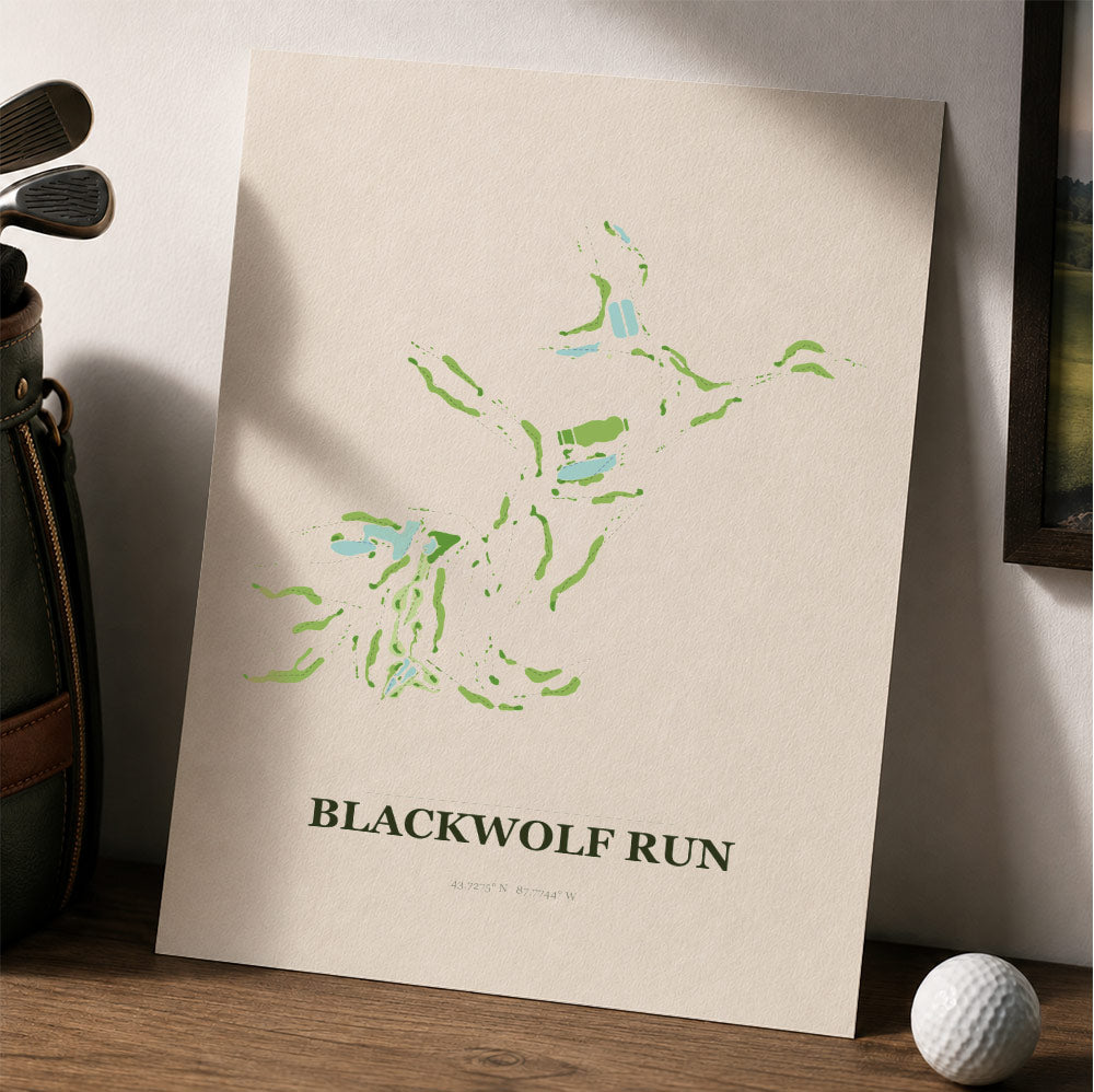 Blackwolf Run Golf Course Map Print Poster | Wisconsin USA Golf Wall Art