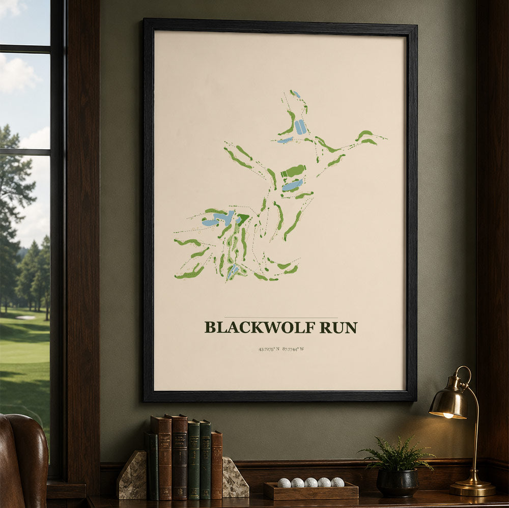 Blackwolf Run Golf Course Map Print Poster | Wisconsin USA Golf Wall Art