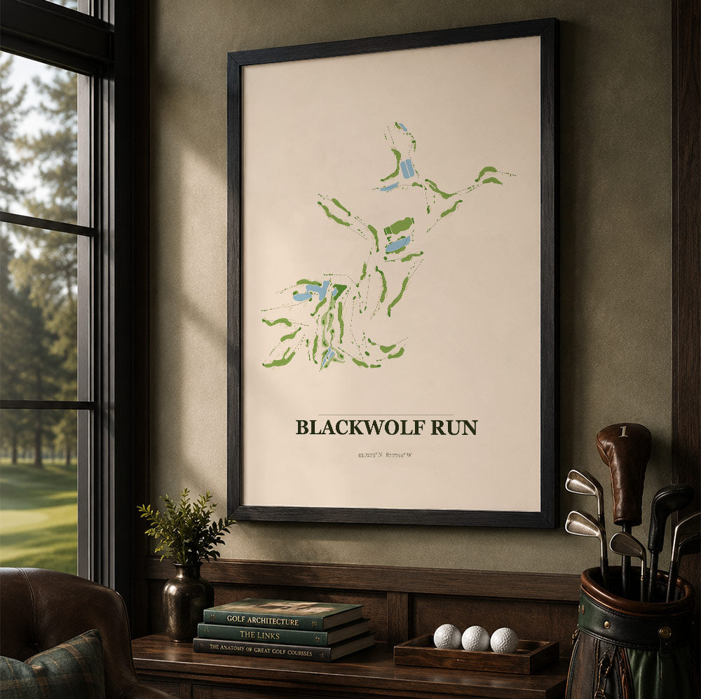 Blackwolf Run Golf Course Map Print Poster | Wisconsin USA Golf Wall Art