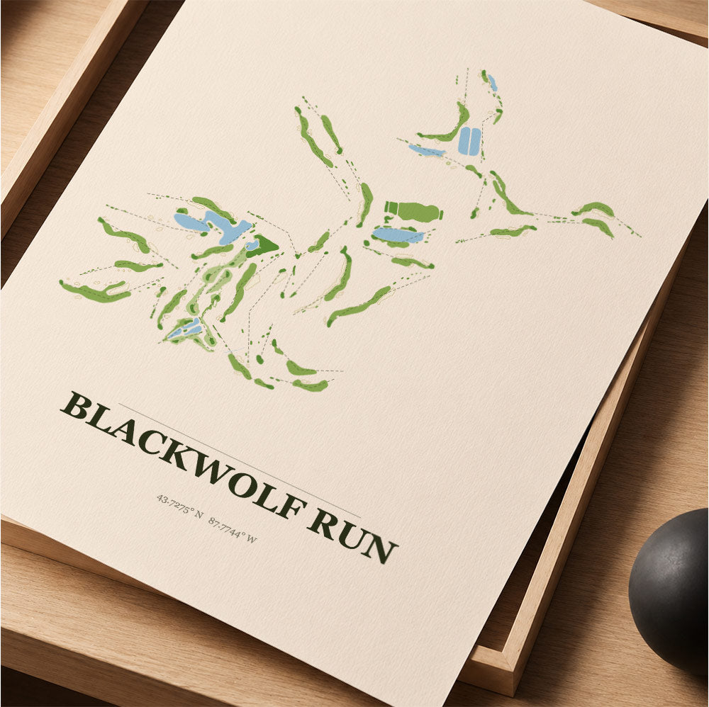 Blackwolf Run Golf Course Map Print Poster | Wisconsin USA Golf Wall Art