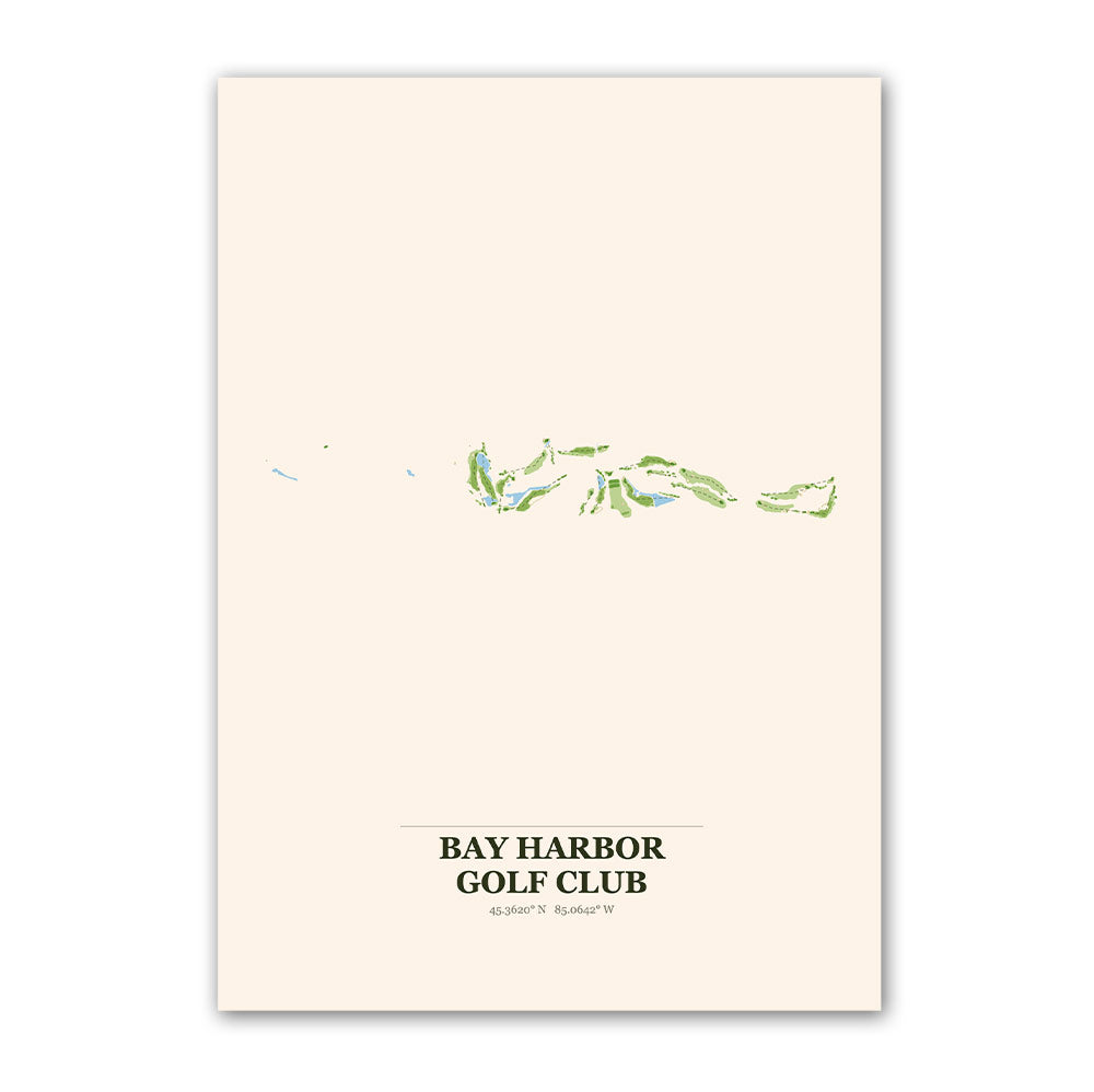 Bay Harbor golf course map print poster, Michigan USA golf wall art