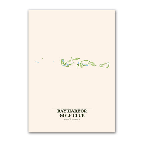 Bay Harbor golf course map print poster, Michigan USA golf wall art