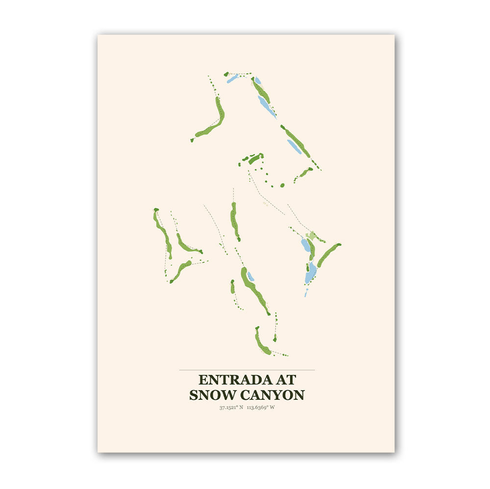 Entrada at Snow Canyon golf course map print poster, Utah USA golf wall art