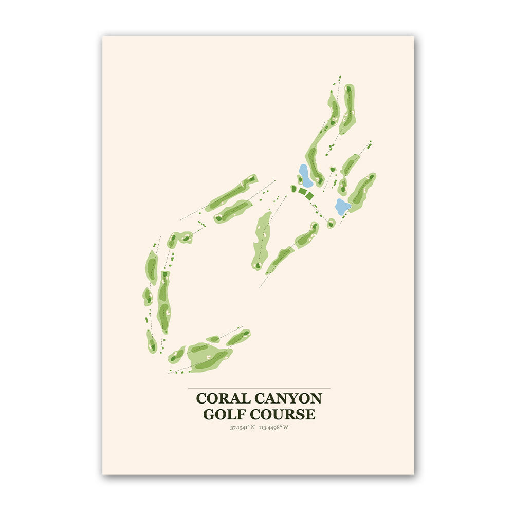 Coral Canyon golf course map print poster, Utah USA golf wall art