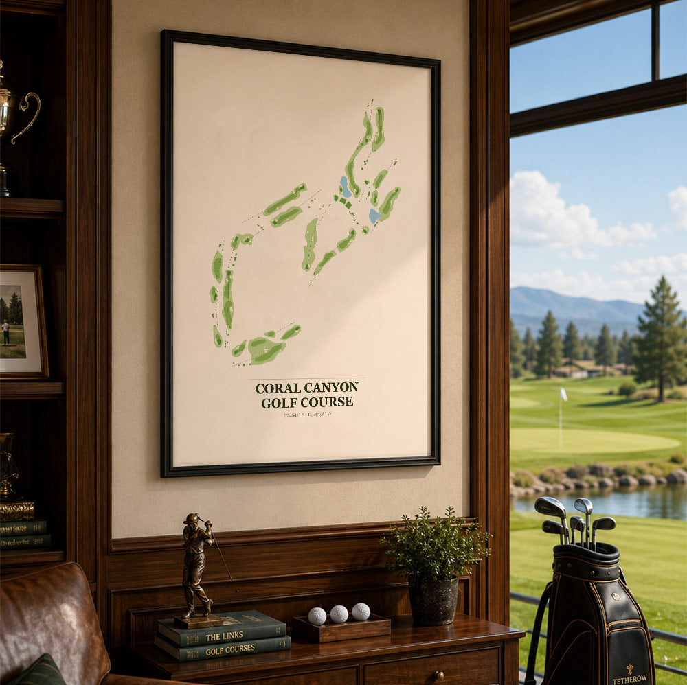 Coral Canyon Golf Course Map Print Poster | Utah USA Golf Wall Art