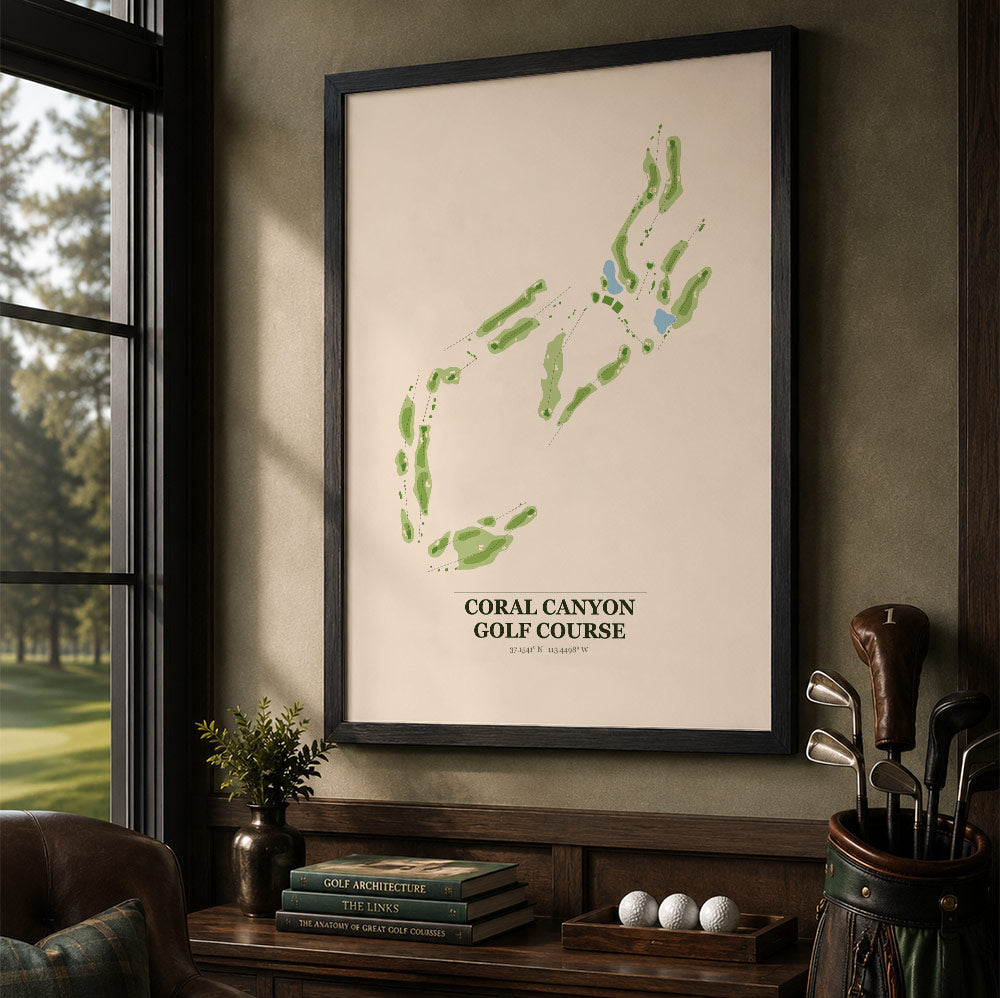 Coral Canyon Golf Course Map Print Poster | Utah USA Golf Wall Art
