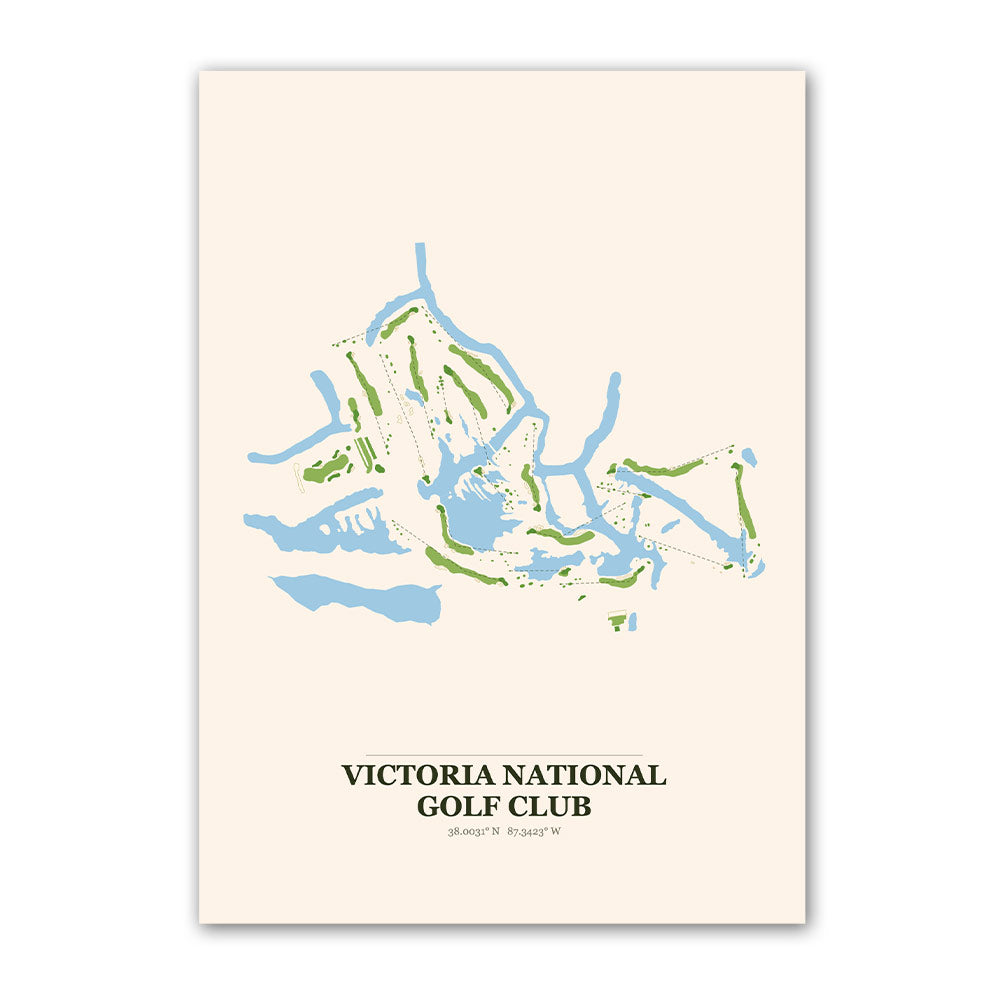Victoria National golf course map print poster, Indiana USA golf wall art
