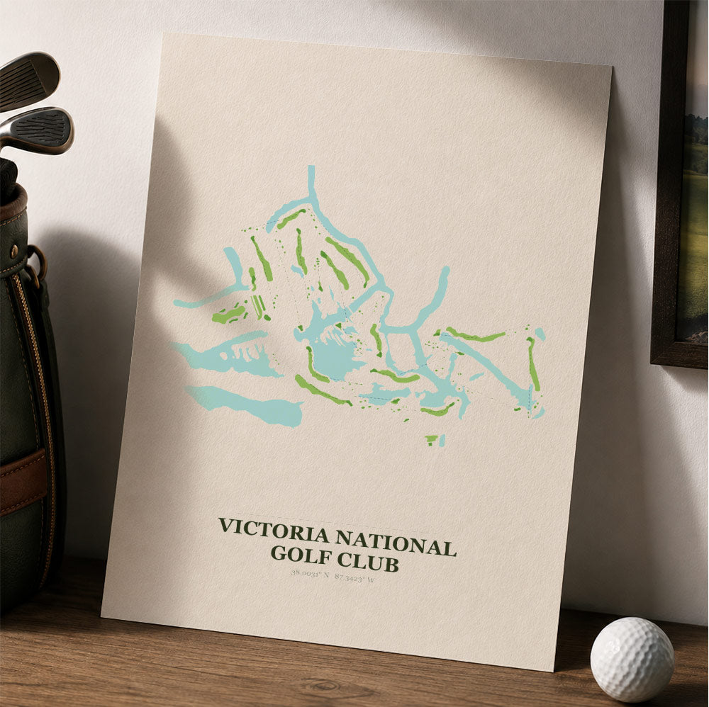 Victoria National Golf Course Map Print Poster | Indiana USA Golf Wall Art