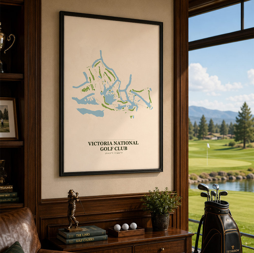 Victoria National Golf Course Map Print Poster | Indiana USA Golf Wall Art