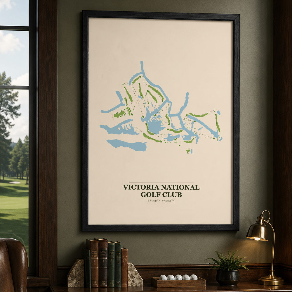 Victoria National Golf Course Map Print Poster | Indiana USA Golf Wall Art