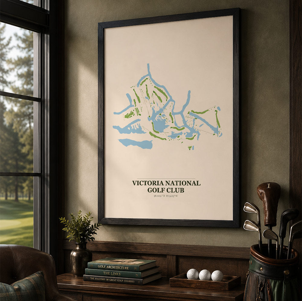 Victoria National Golf Course Map Print Poster | Indiana USA Golf Wall Art