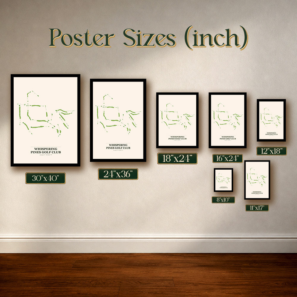 Whispering Pines Golf Course Map Print Poster | South Carolina USA Golf Wall Art