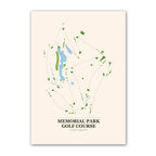 Memorial Park golf course map print poster, Texas USA golf wall art