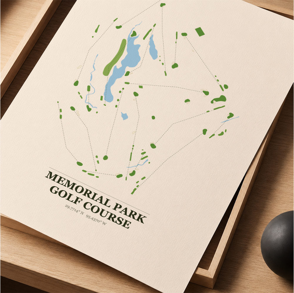 Memorial Park Golf Course Map Print Poster | Texas USA Golf Wall Art