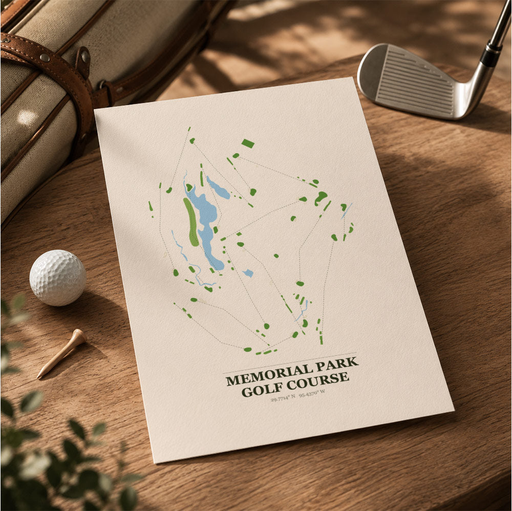 Memorial Park Golf Course Map Print Poster | Texas USA Golf Wall Art
