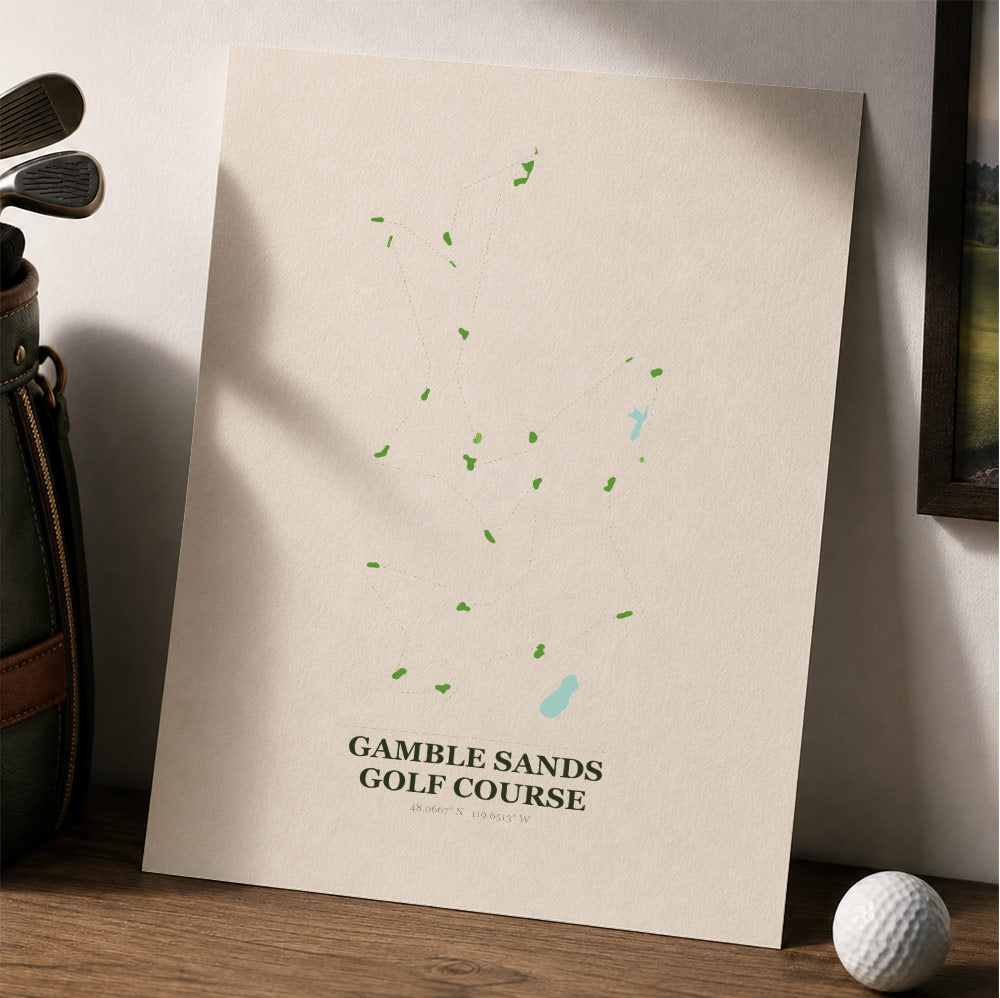 Gamble Sands Golf Course Map Print Poster | Washington USA Golf Wall Art