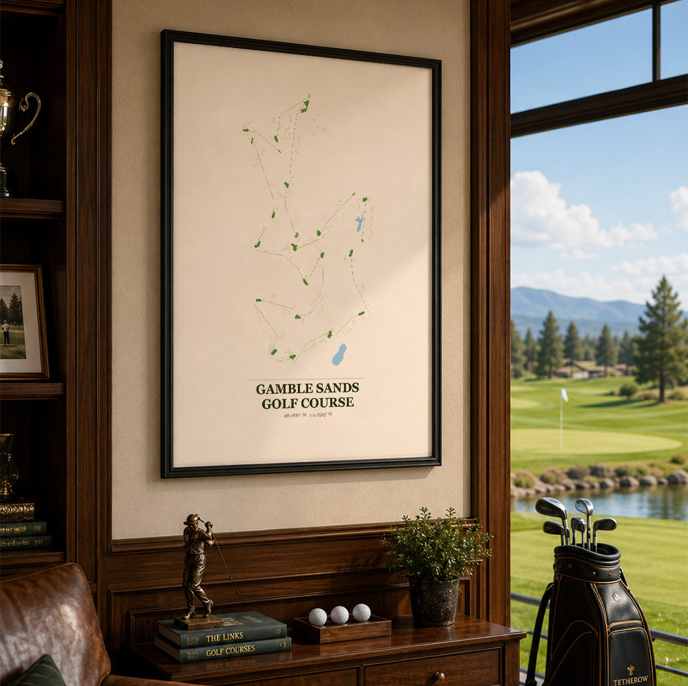 Gamble Sands Golf Course Map Print Poster | Washington USA Golf Wall Art