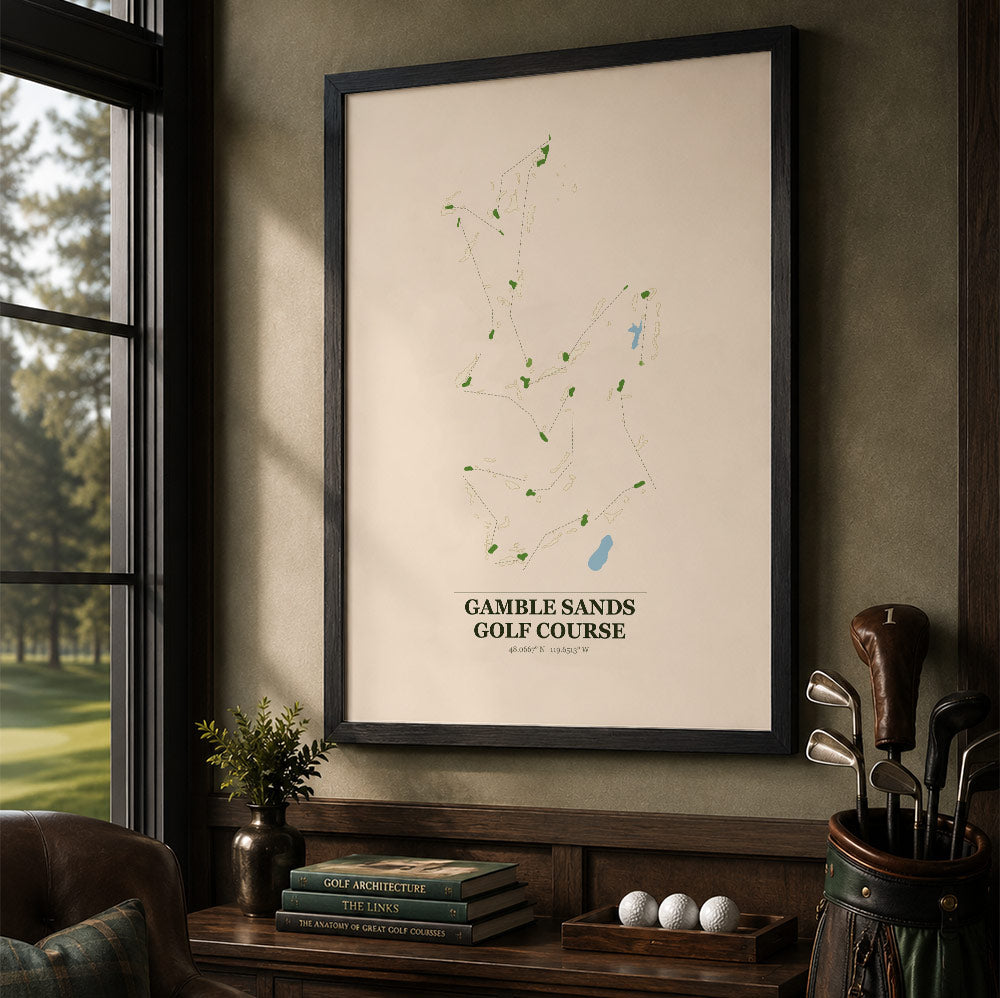 Gamble Sands Golf Course Map Print Poster | Washington USA Golf Wall Art