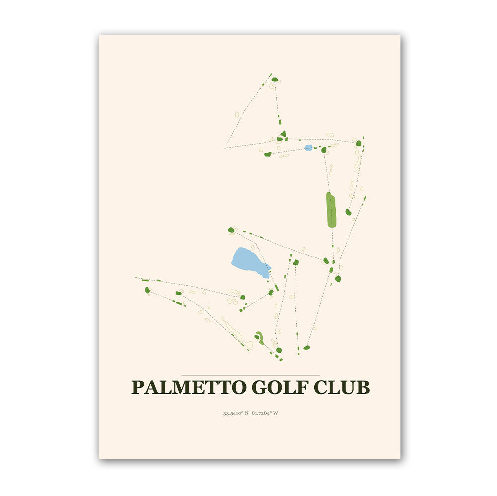 Palmetto golf course map print poster, Florida USA golf wall art