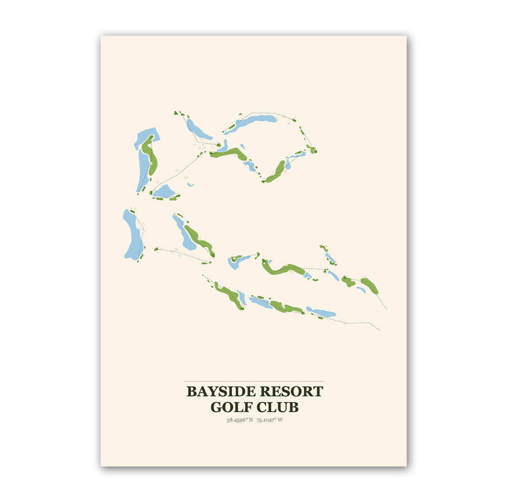 Bayside Resort golf course map print poster, Leiria Portugal golf wall art