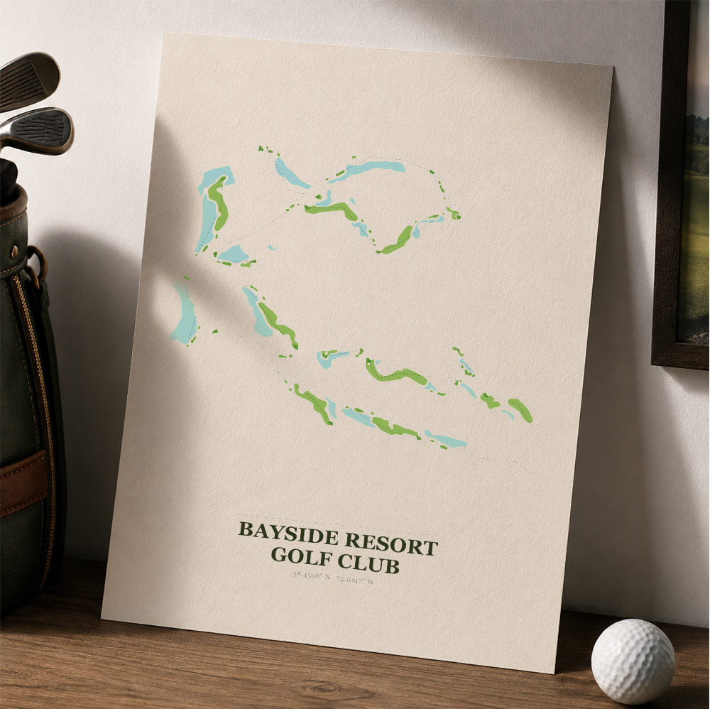 Bayside Resort Golf Course Map Print Poster | Leiria Portugal Golf Wall Art