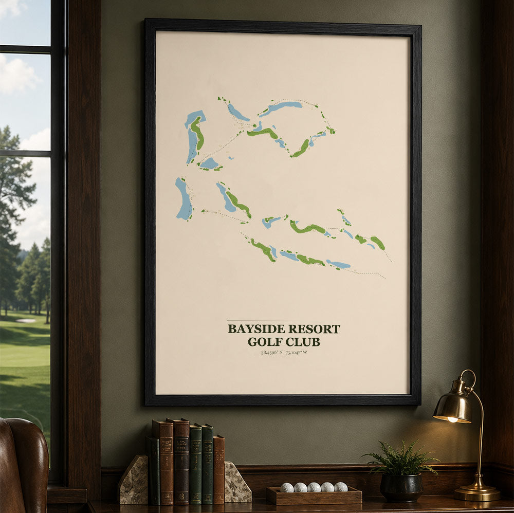 Bayside Resort Golf Course Map Print Poster | Leiria Portugal Golf Wall Art