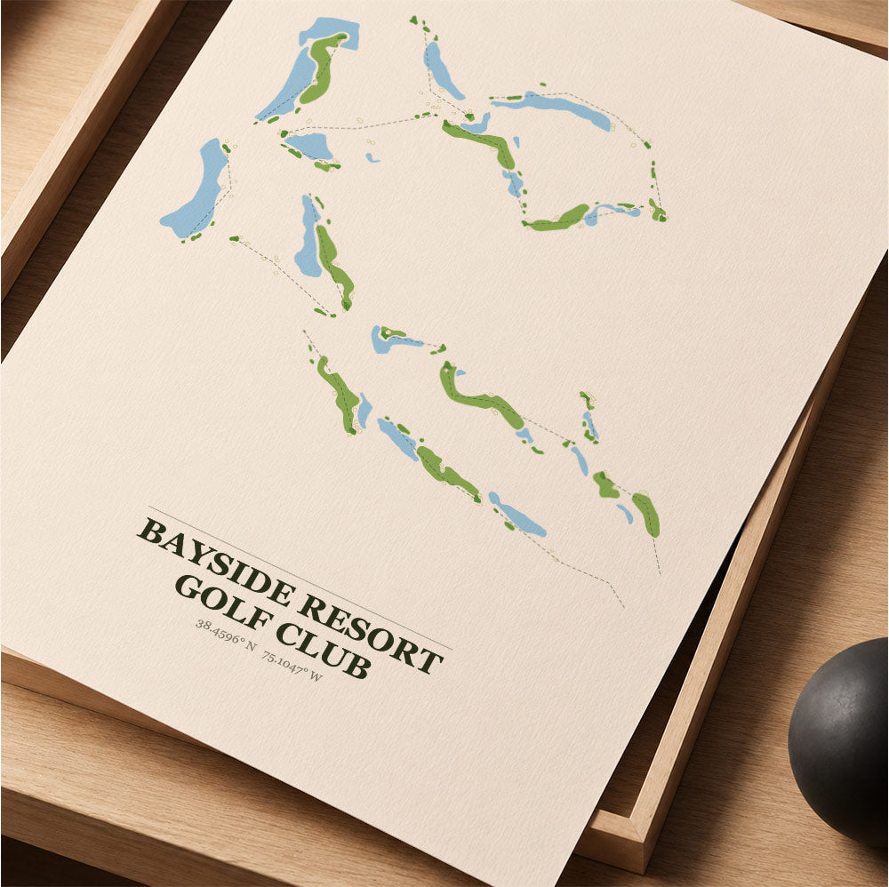 Bayside Resort Golf Course Map Print Poster | Leiria Portugal Golf Wall Art