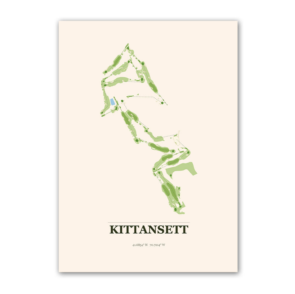 Kittansett golf course map print poster, Massachusetts USA golf wall art