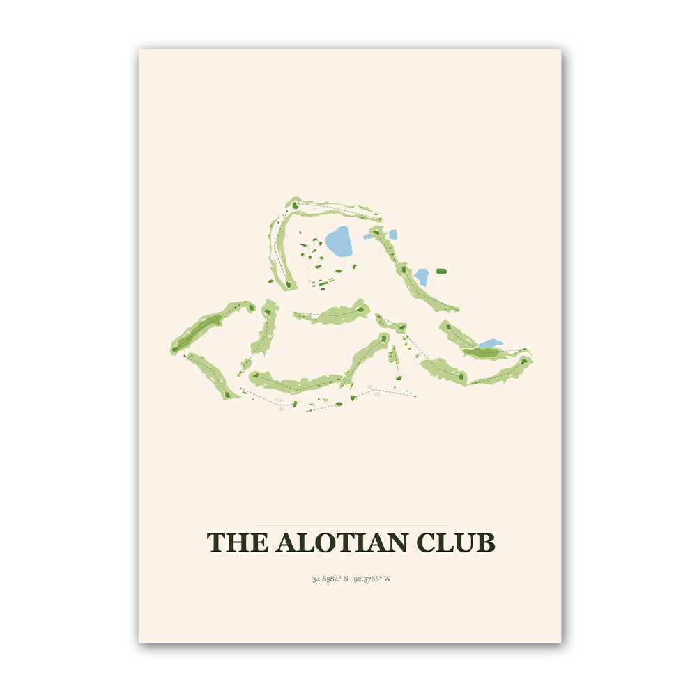 The Alotian Club golf course map print poster, Arkansas USA golf wall art