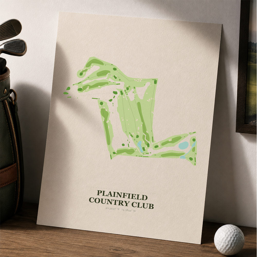 Plainfield Country Club Golf Course Map Print Poster | New Jersey USA Golf Wall Art