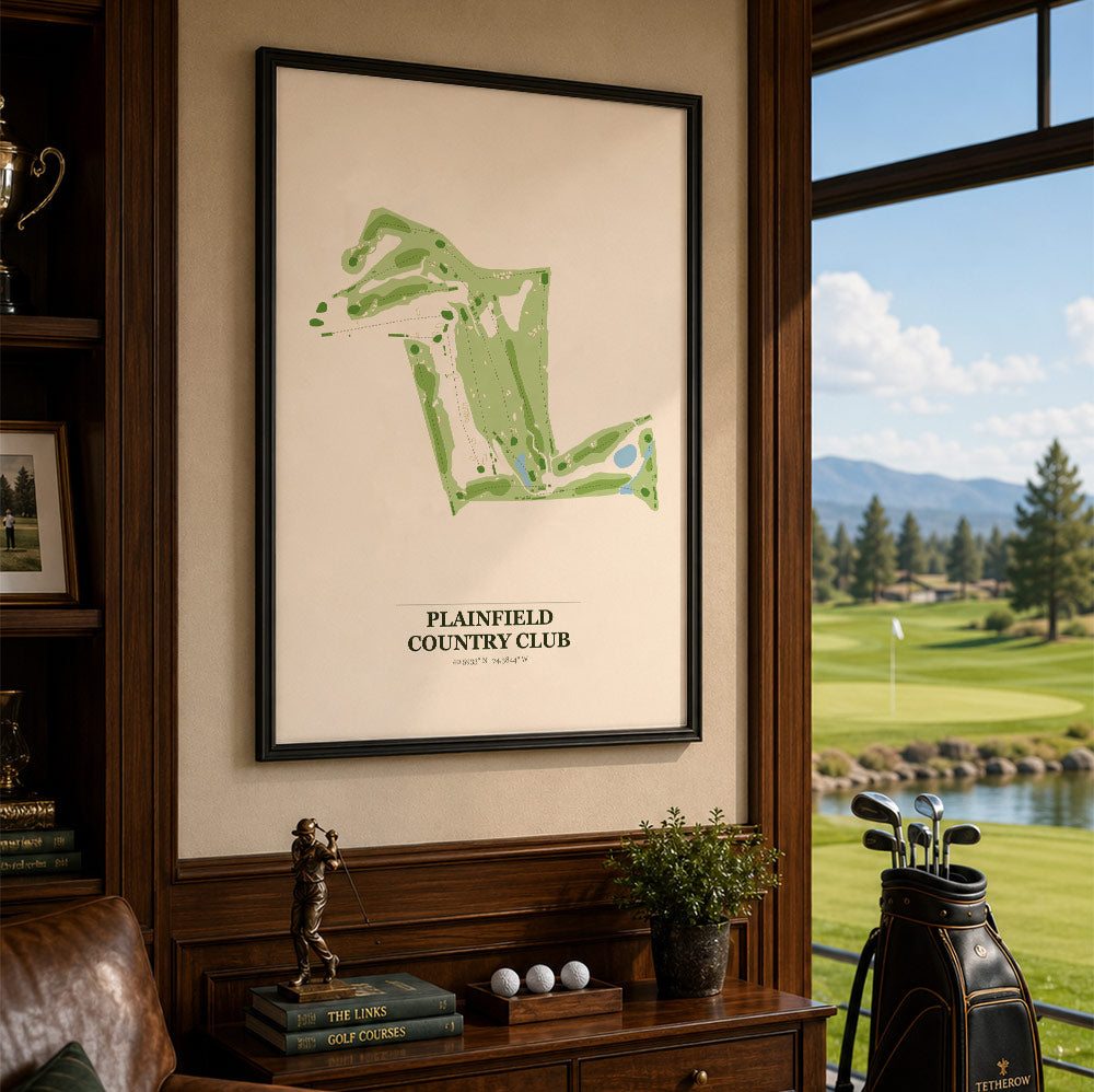 Plainfield Country Club Golf Course Map Print Poster | New Jersey USA Golf Wall Art