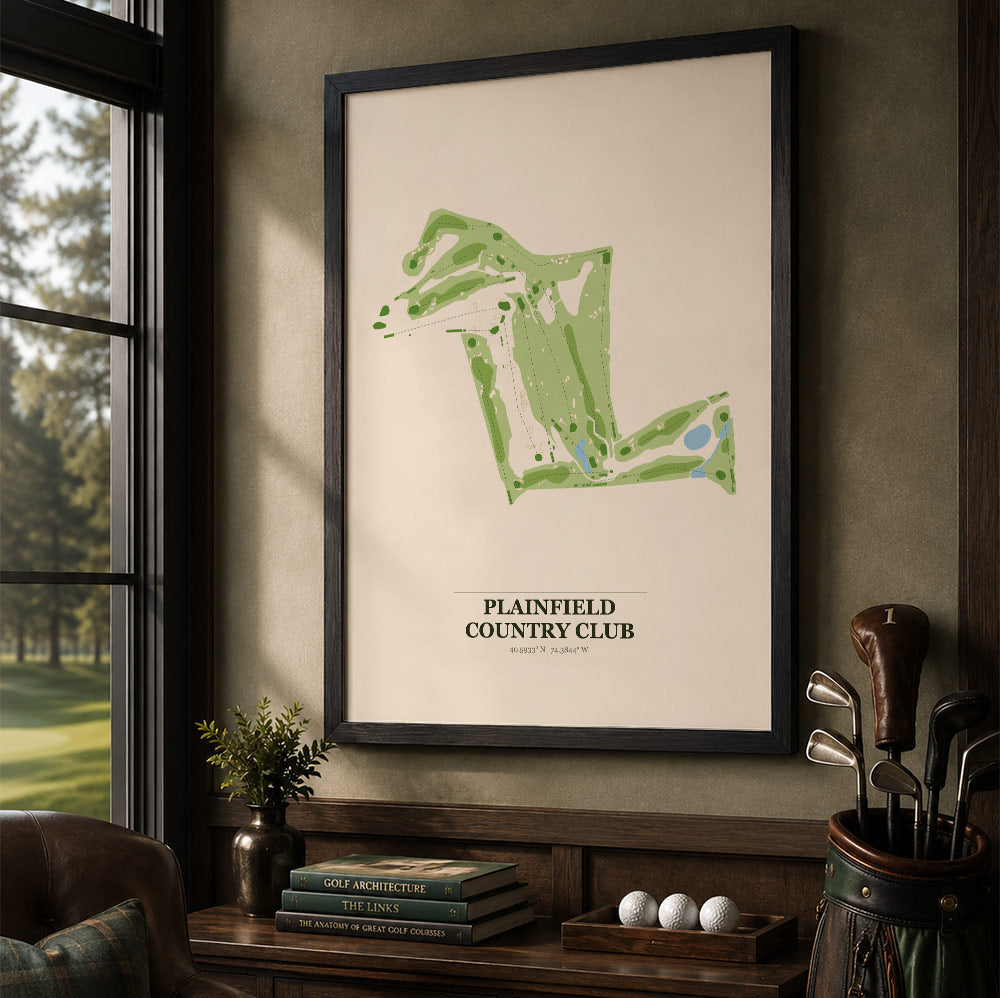 Plainfield Country Club Golf Course Map Print Poster | New Jersey USA Golf Wall Art
