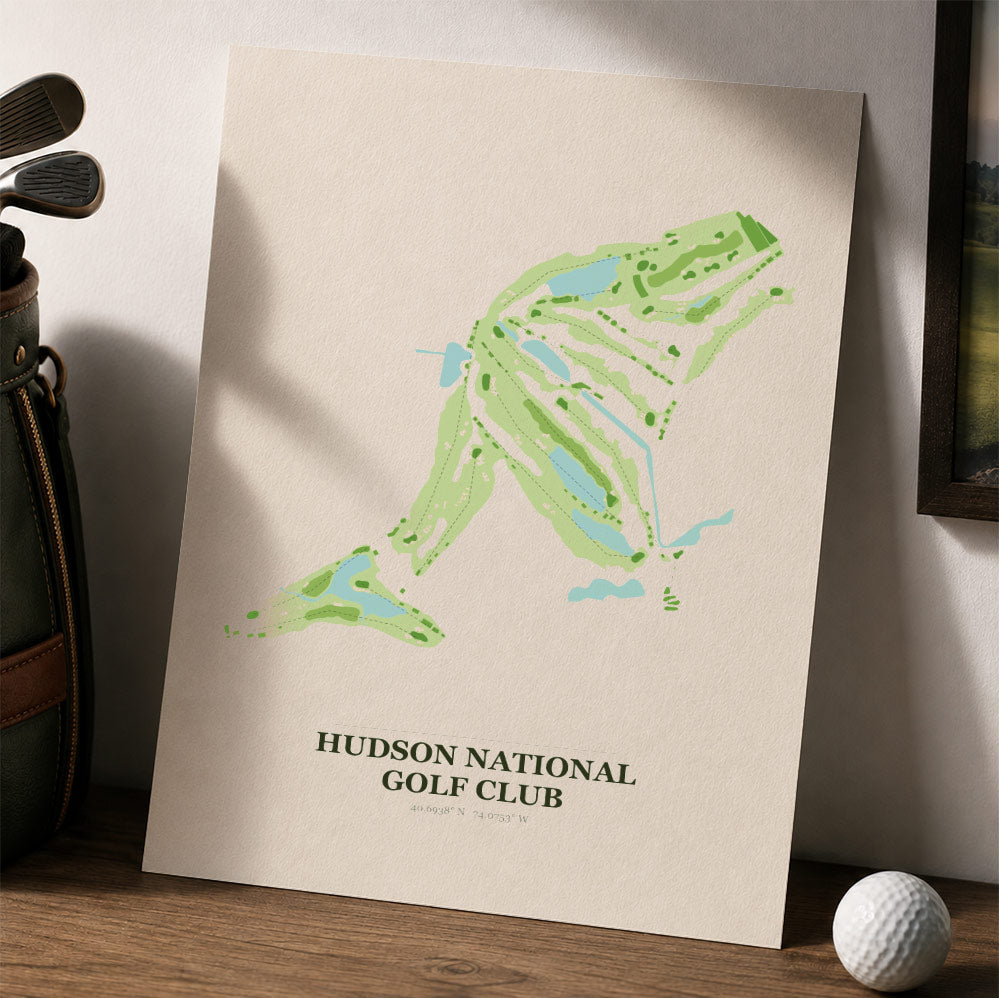 Hudson National Golf Course Map Print Poster | New York USA Golf Wall Art
