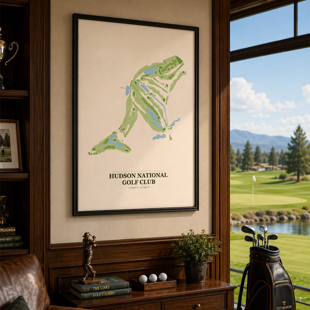 Hudson National Golf Course Map Print Poster | New York USA Golf Wall Art