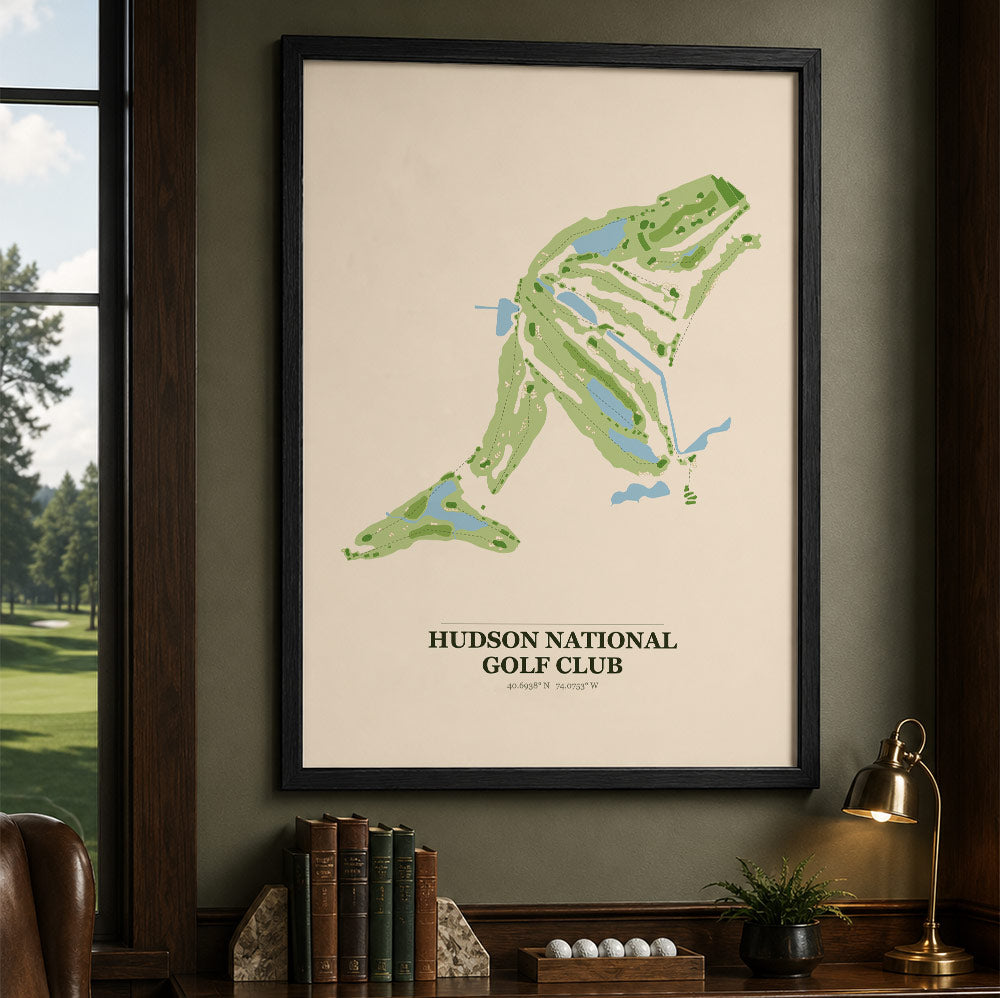 Hudson National Golf Course Map Print Poster | New York USA Golf Wall Art