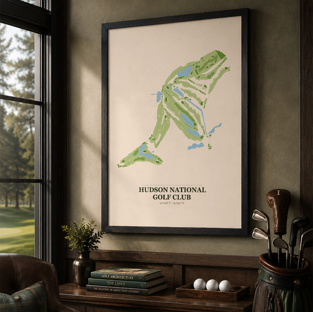 Hudson National Golf Course Map Print Poster | New York USA Golf Wall Art