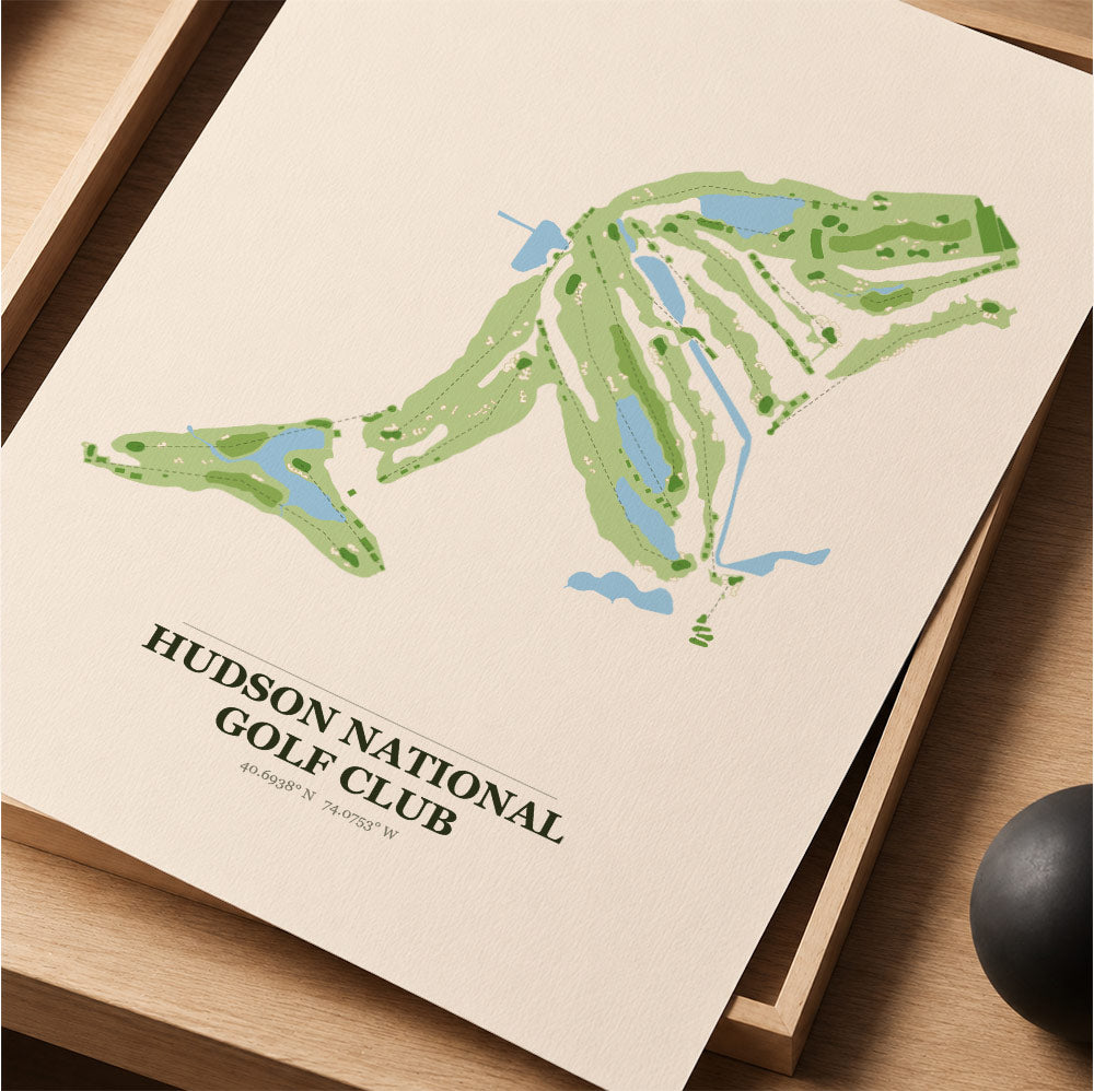 Hudson National Golf Course Map Print Poster | New York USA Golf Wall Art