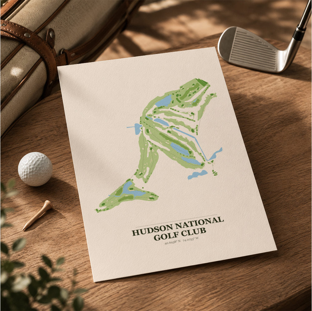 Hudson National Golf Course Map Print Poster | New York USA Golf Wall Art