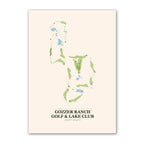 Gozzer Ranch Golf & Lake Club golf course map print poster, Idaho USA golf wall art