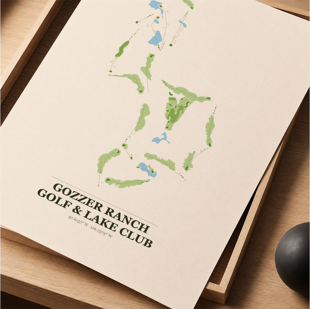 Gozzer Ranch Golf & Lake Club Golf Course Map Print Poster | Idaho USA Golf Wall Art