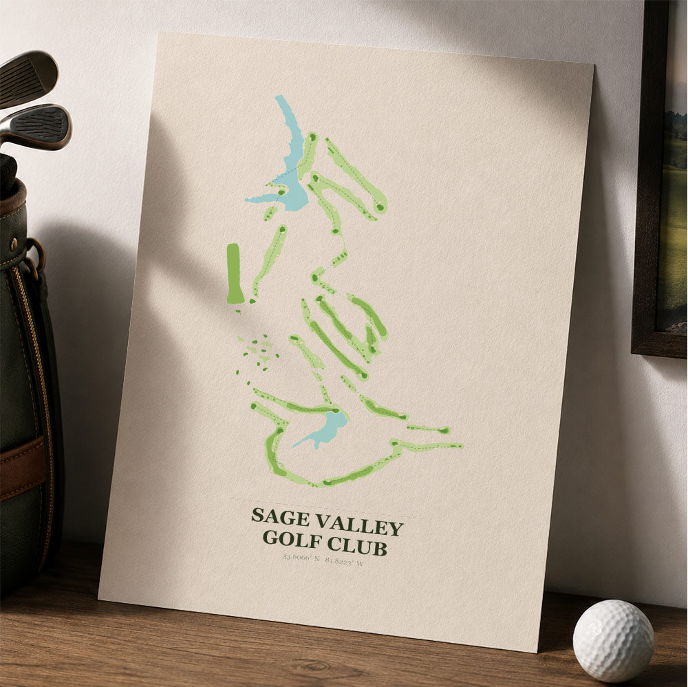 Sage Valley Golf Course Map Print Poster | South Carolina USA Golf Wall Art