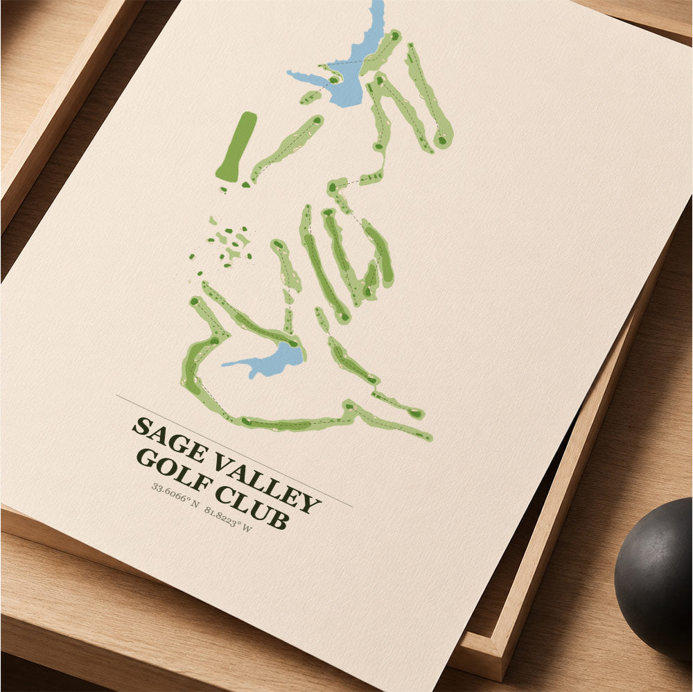 Sage Valley Golf Course Map Print Poster | South Carolina USA Golf Wall Art