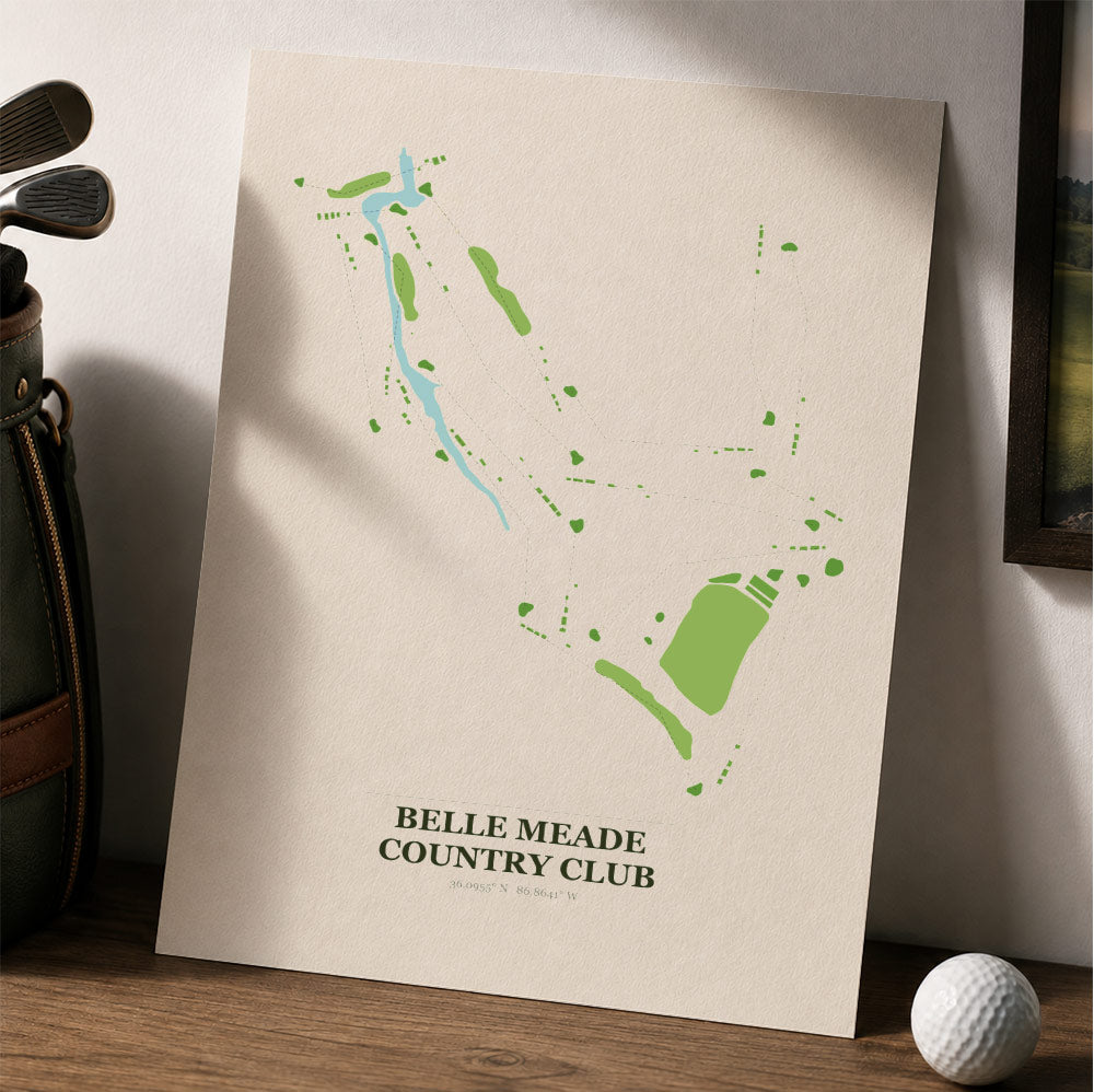 Belle Meade Country Club Golf Course Map Print Poster | Georgia USA Golf Wall Art