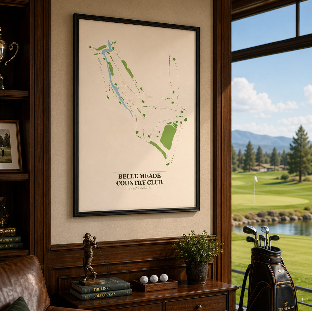 Belle Meade Country Club Golf Course Map Print Poster | Georgia USA Golf Wall Art