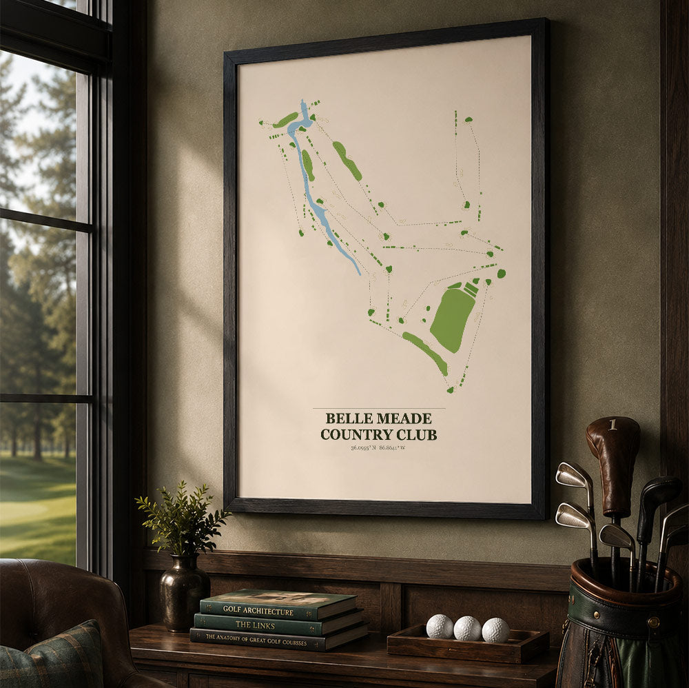 Belle Meade Country Club Golf Course Map Print Poster | Georgia USA Golf Wall Art